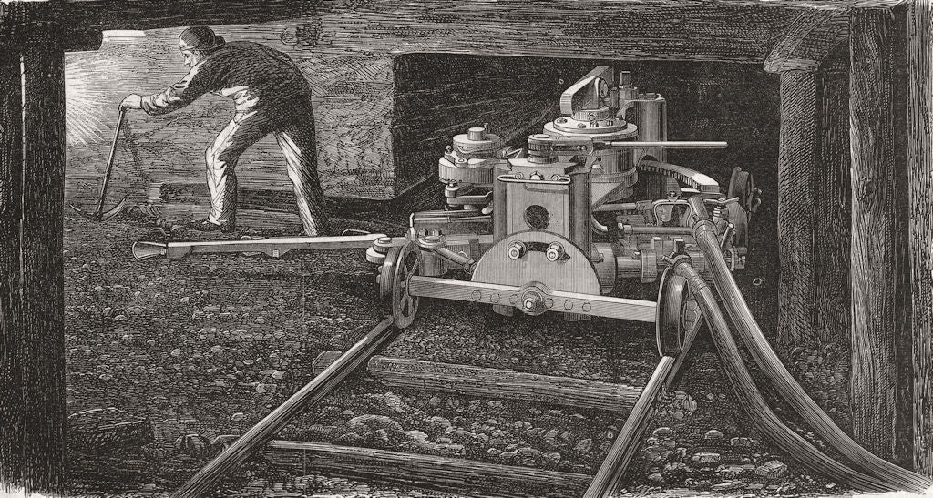 ENGINEERING. Hydraulic coal-cutting machine 1867 old antique print picture